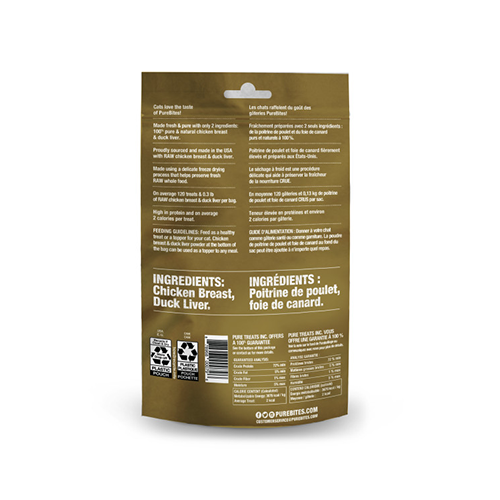 PUREBITES CHICKEN BREAST & DUCK LIVER FREEZE-DRIED CAT TREATS 32 GM