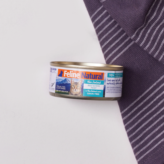 Feline Natural Beef & Hoki Feast Canned Cat Food 85g