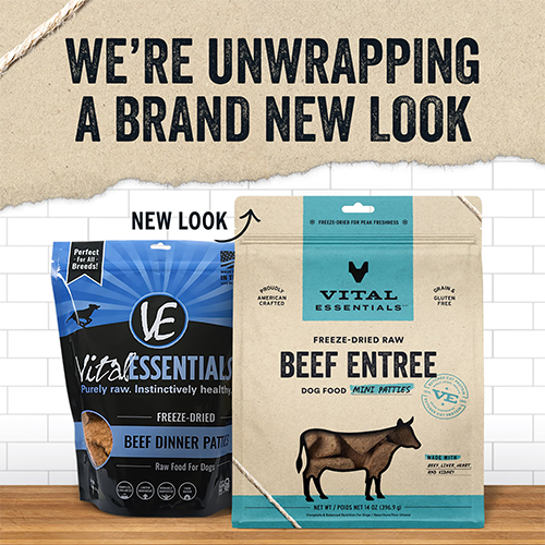 VITAL ESSENTIALS FREEZE-DRIED RAW BEEF ENTREE DOG FOOD MINI PATTIES 14 OZ