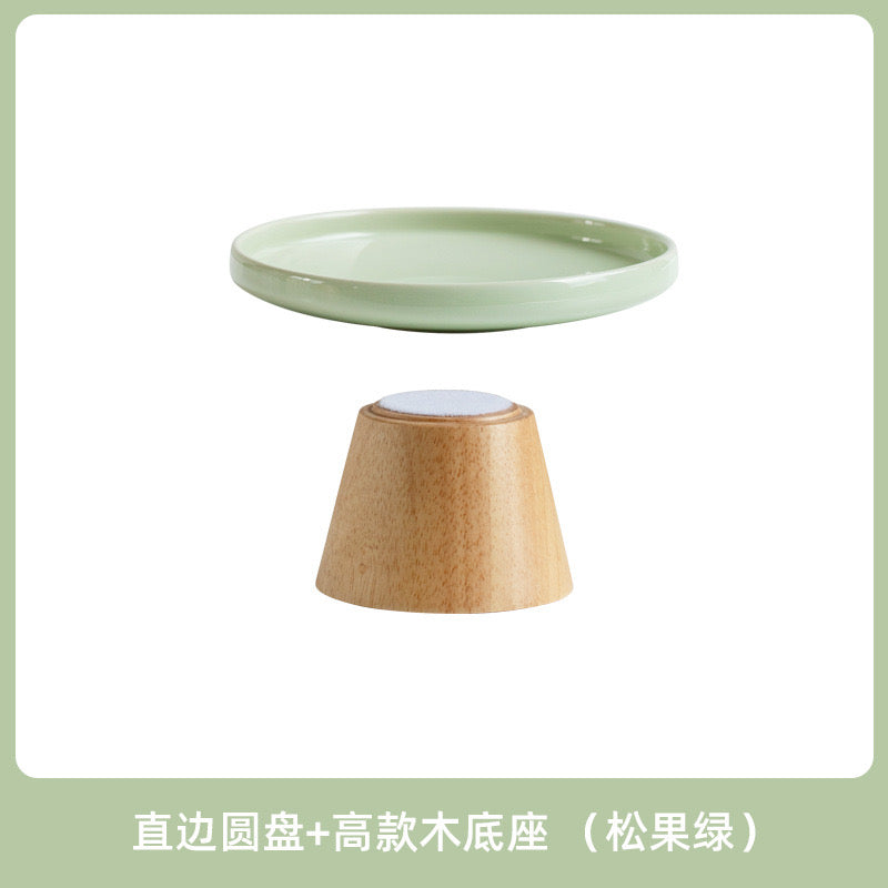 Wood Conical Ceramic Flat Plate