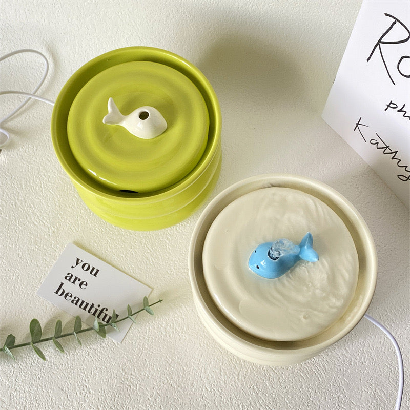 Ceramic Whale Pet Water Dispenser