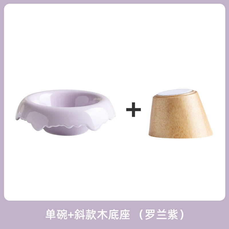 Wood Conical Ceramic Lace Bowl