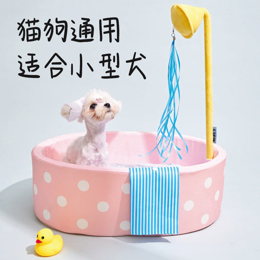 Pink Polka Dot Bathtub Cat Bed