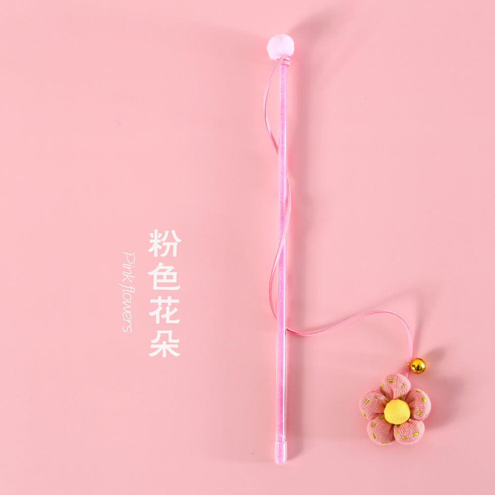 Cat Wand Toy Pink Flower