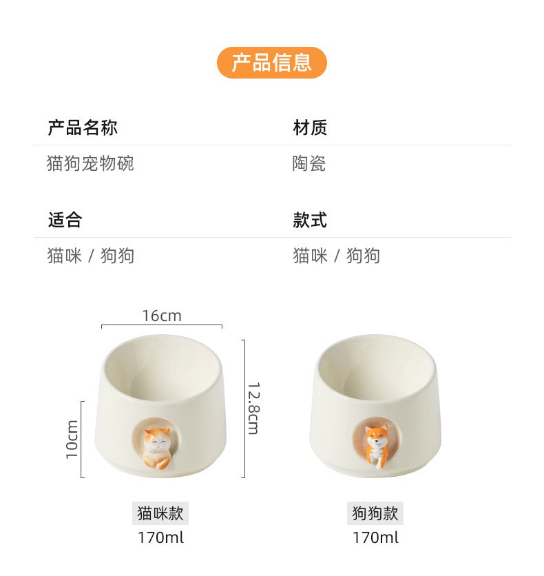 Ceramic Bowl With Caven Cat