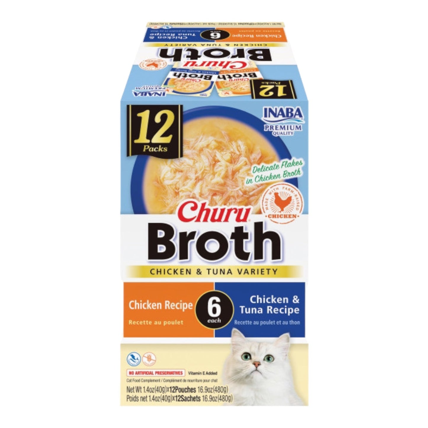 Inaba Cat Churu Broth Variety 12 Pack Chicken & Tuna Variety