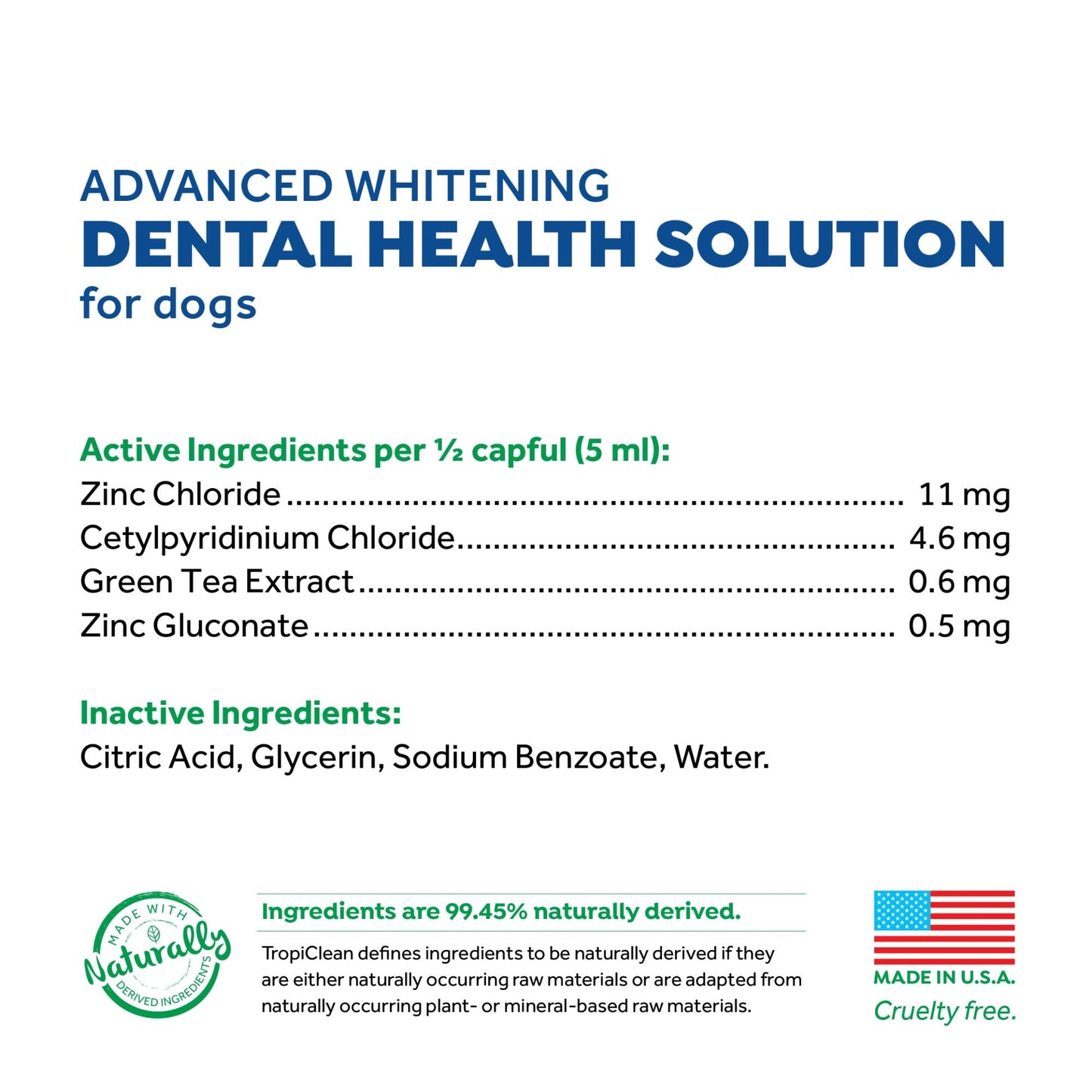 Tropiclean Fresh Breath Adv Whitening Dental Health Solution Dog 473ml