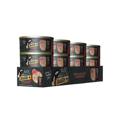 TIKI CAT AFTER DARK PÂTÉ+ CHICKEN & BEEF RECIPE IN CHICKEN BROTH WET CAT FOOD 2.8OZ