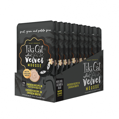 TIKI CAT AFTER DARK VELVET MOUSSE CHICKEN RECIPE IN CHICKEN BROTH WET CAT FOOD 2.8OZ