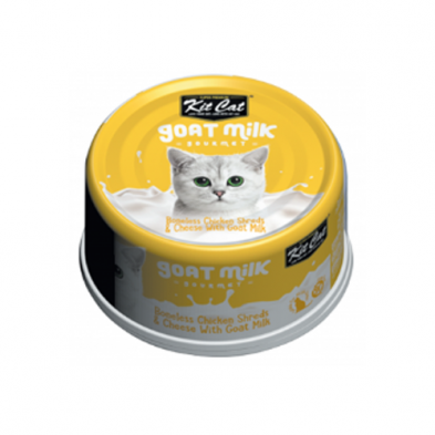 KIT CAT GOAT MILK GOURMET BONELESS CHICKEN SHREDS & CHEESE WITH GOAT MILK WET CAT FOOD 70GM