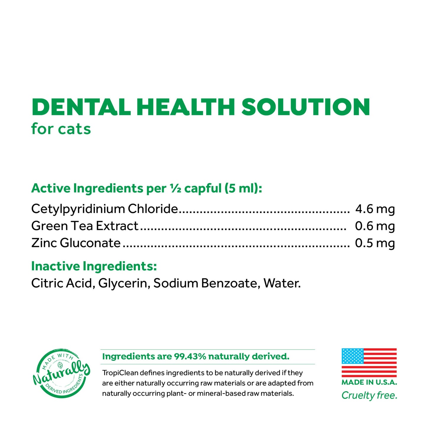 Tropiclean Fresh Breath Dental Health Solution For Cats Cat 473ml