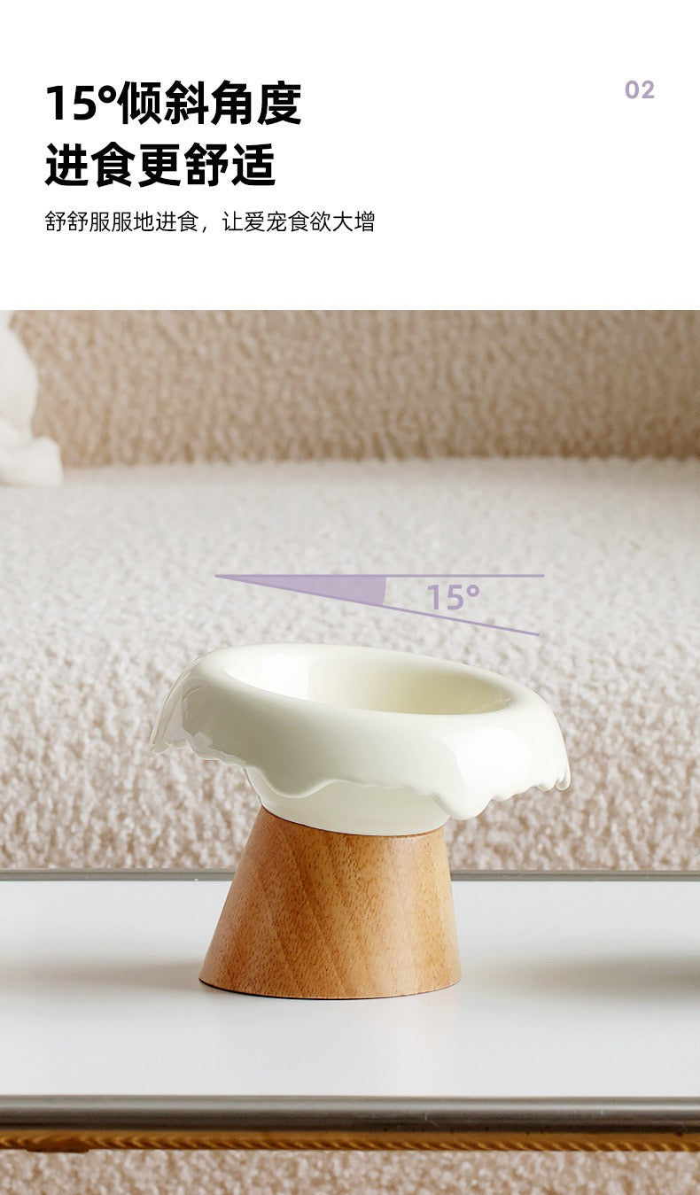 Wood Conical Ceramic Lace Bowl
