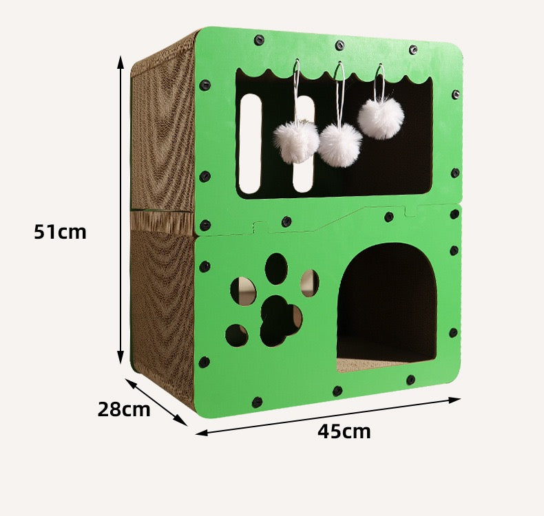 Three-Tier Green Paw Scratching Board