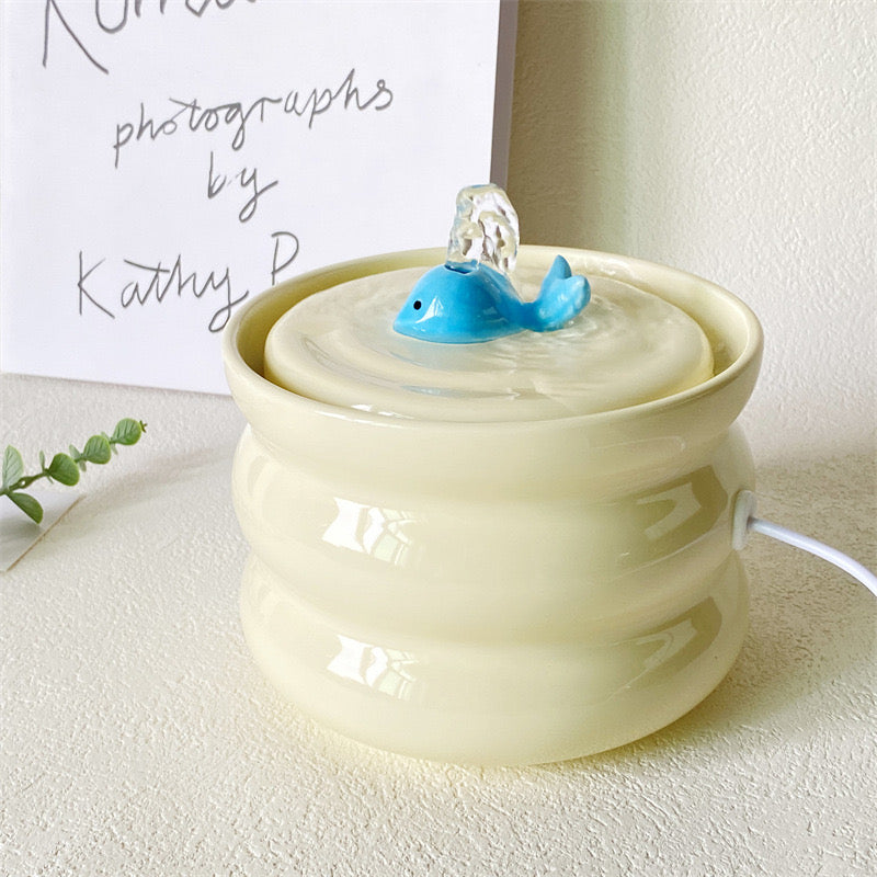 Ceramic Whale Pet Water Dispenser