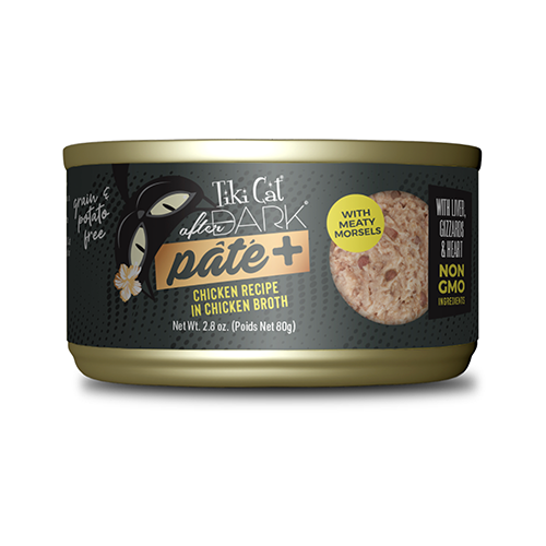 TIKI CAT AFTER DARK PÂTÉ+ CHICKEN RECIPE IN CHICKEN BROTH WET CAT FOOD 2.8OZ