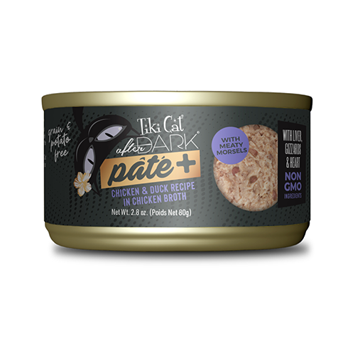 TIKI CAT AFTER DARK PÂTÉ+ CHICKEN & DUCK RECIPE IN CHICKEN BROTH WET CAT FOOD 2.8OZ