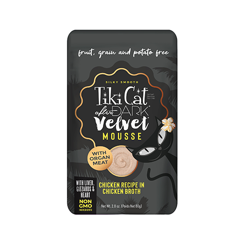 TIKI CAT AFTER DARK VELVET MOUSSE CHICKEN RECIPE IN CHICKEN BROTH WET CAT FOOD 2.8OZ