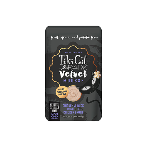 TIKI CAT AFTER DARK VELVET MOUSSE CHICKEN & DUCK RECIPE IN CHICKEN BROTH WET CAT FOOD 2.8OZ