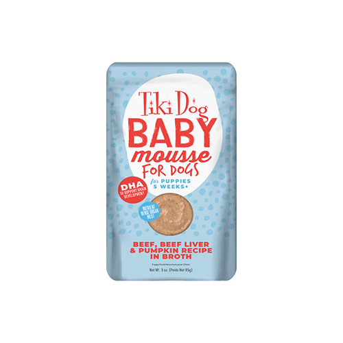 TIKI DOG BABY MOUSSE WET DOG FOOD FOR PUPPIES BEEF & BEEF LIVER 3.0 OZ