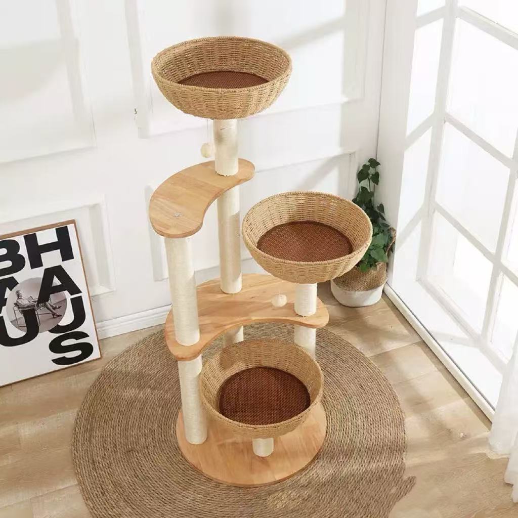 Rattan Wood Cat Tree