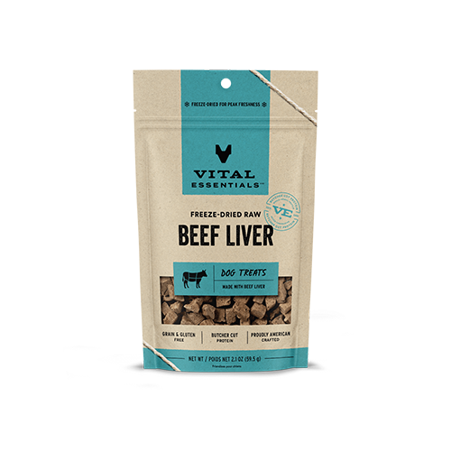 VITAL ESSENTIALS FREEZE-DRIED BEEF LIVER DOG TREATS 2.1 OZ