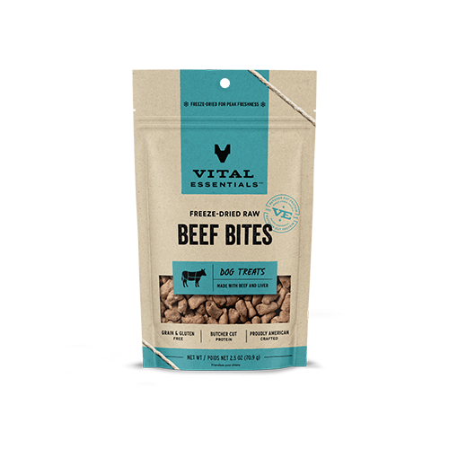 VITAL ESSENTIALS FREEZE-DRIED BEEF BITES DOG TREATS 2.5 OZ
