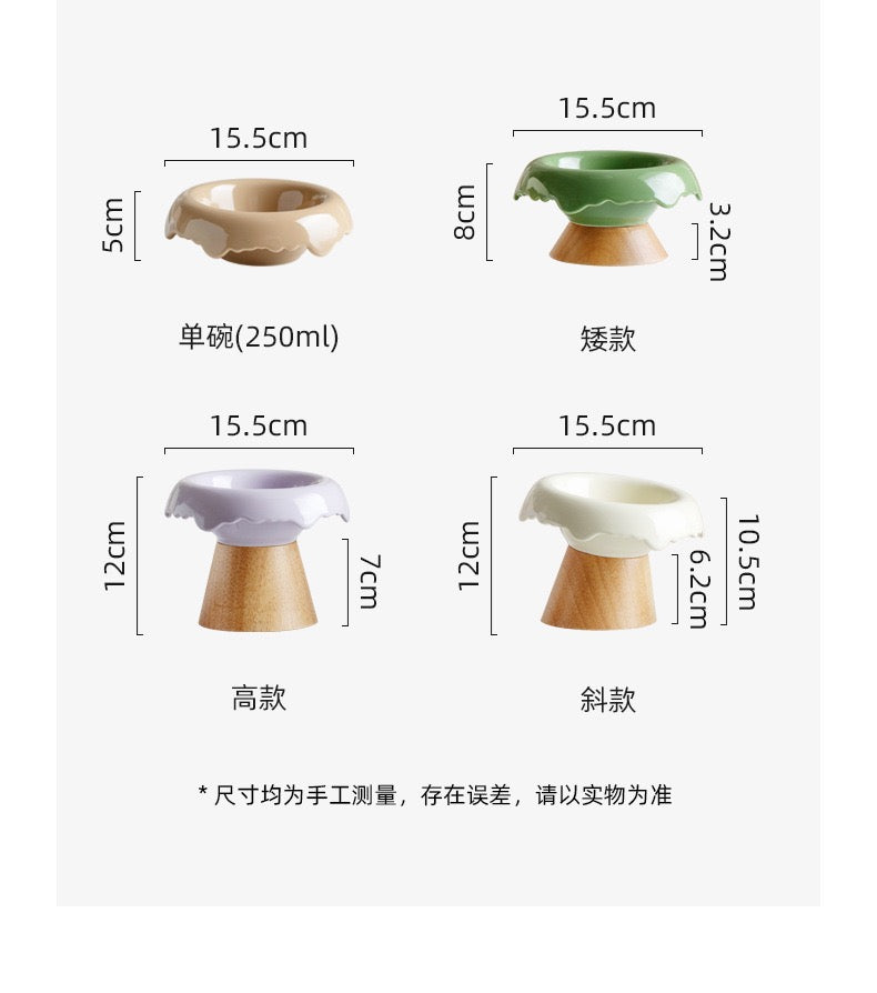 Wood Conical Ceramic Lace Bowl
