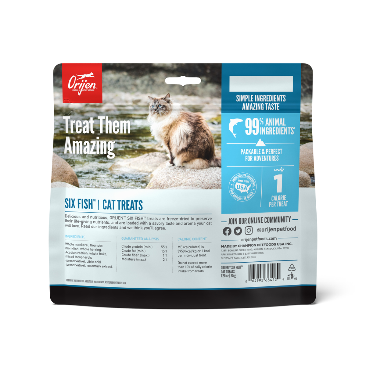 ORIJEN Six Fish Freeze-Dried Cat Treats 35g