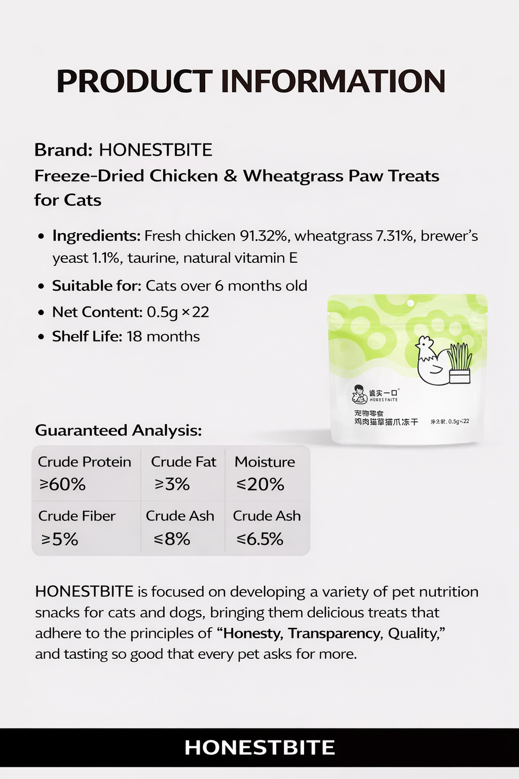 Honest Bite Freeze-Dried Chicken with Goat Milk or Catgrass