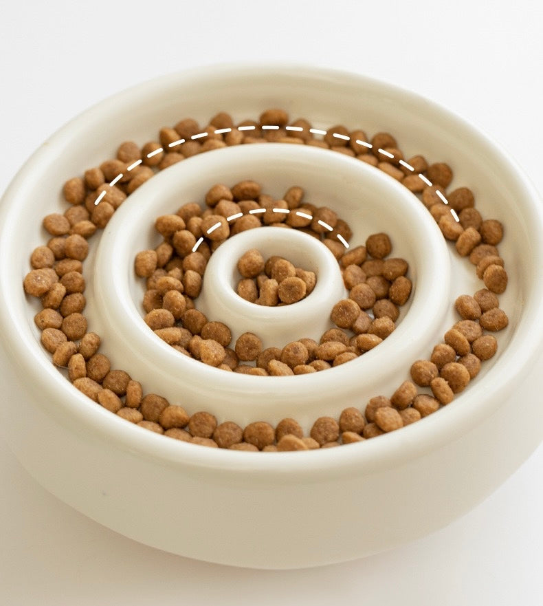 Elevated Round Ceramic Slow Feeder Bowl