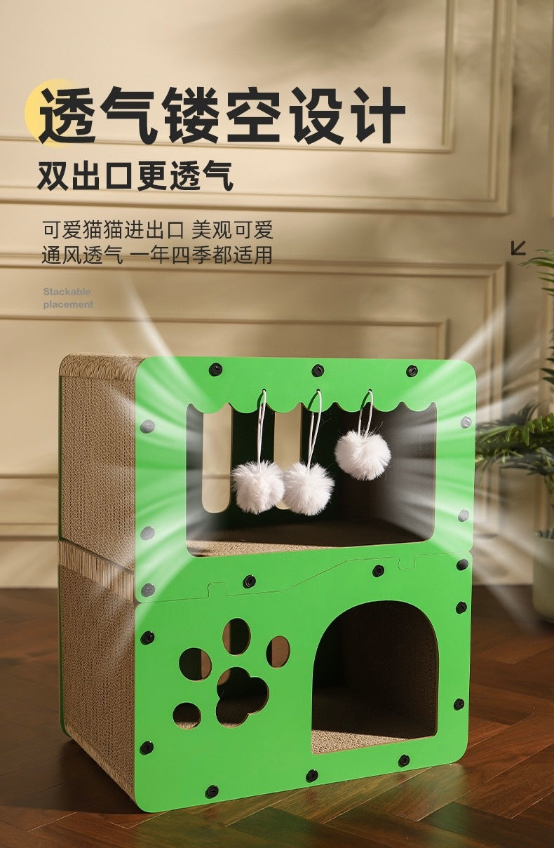 Three-Tier Green Paw Scratching Board