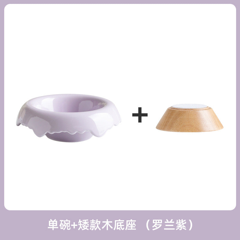 Wood Conical Ceramic Lace Bowl