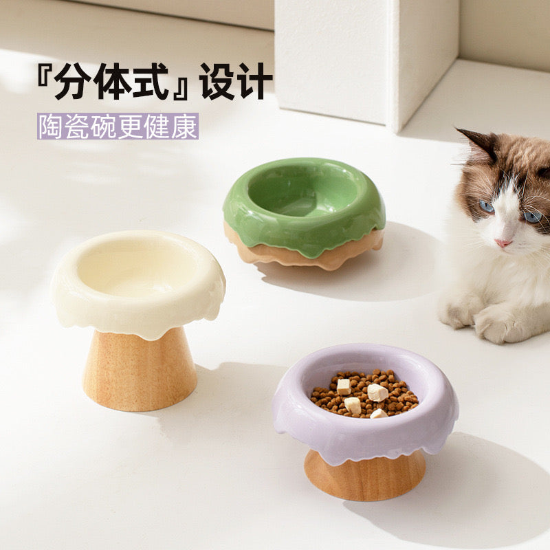 Wood Conical Ceramic Lace Bowl