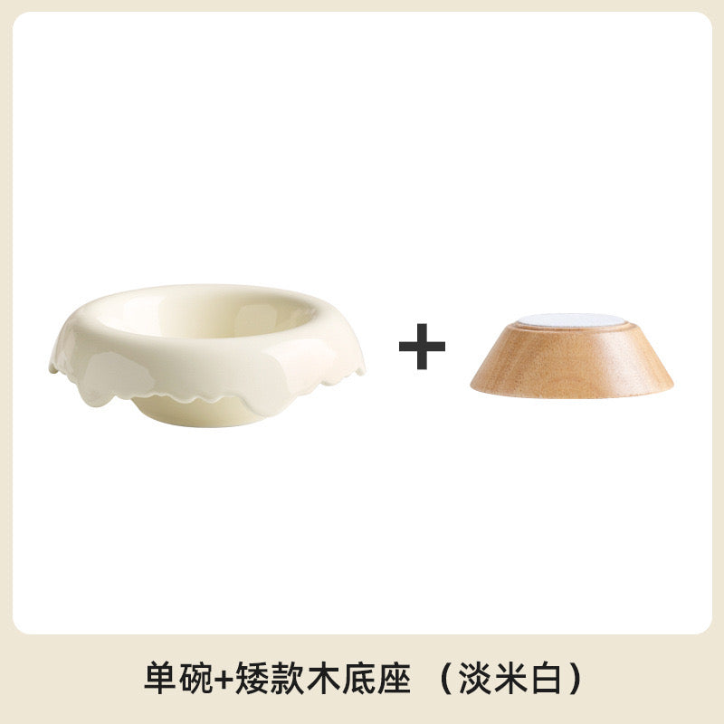 Wood Conical Ceramic Lace Bowl