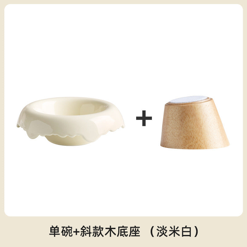 Wood Conical Ceramic Lace Bowl
