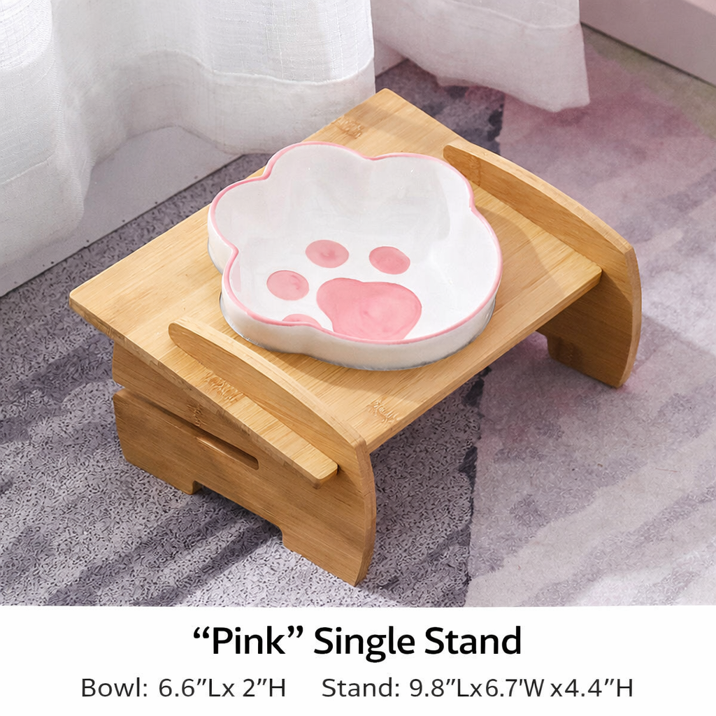 Bamboo Cat Claw Shaped Cat Bowl