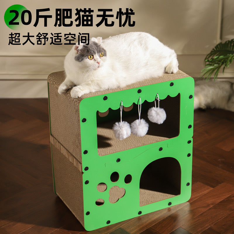Three-Tier Green Paw Scratching Board