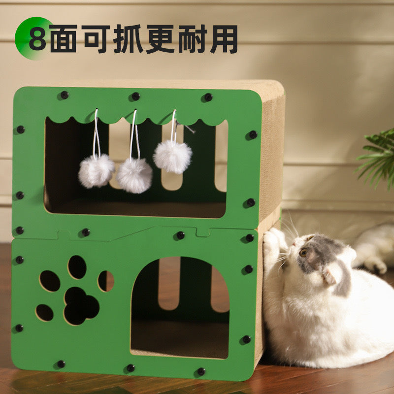 Three-Tier Green Paw Scratching Board