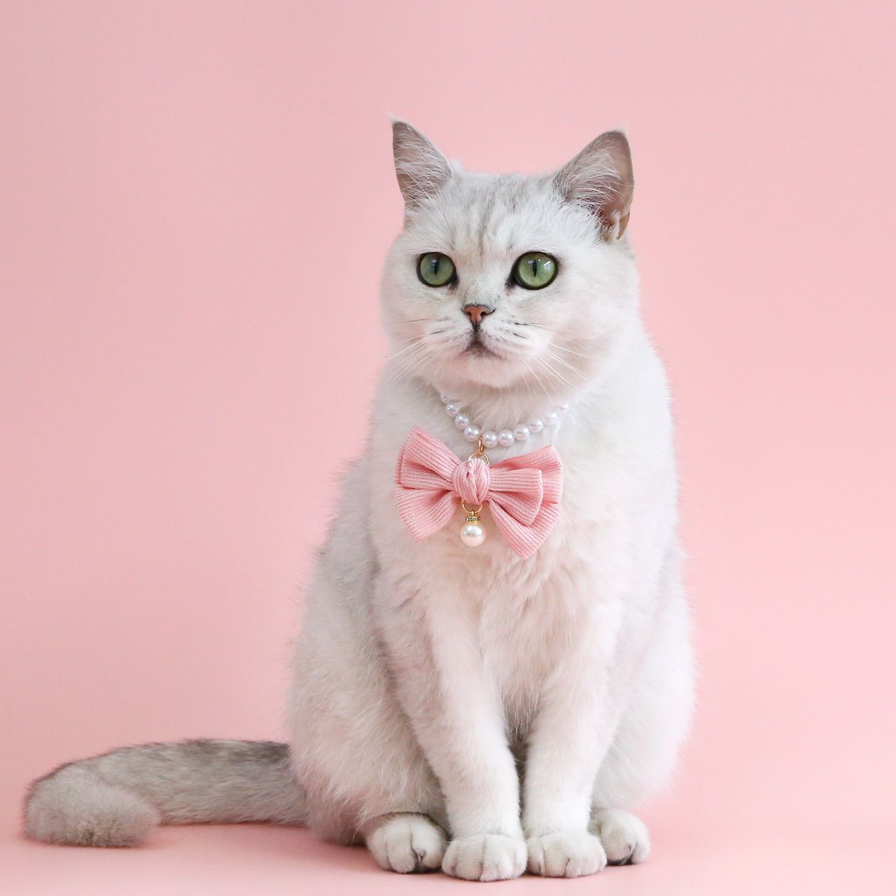 Pink Bow Pearl Necklace