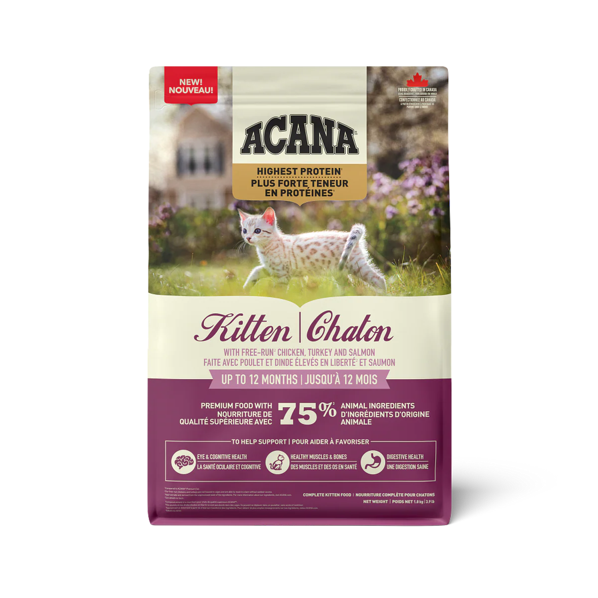ACANA Highest Protein Free-Run Chicken Turkey & Salmon Kitten Cat Food 1.8kg