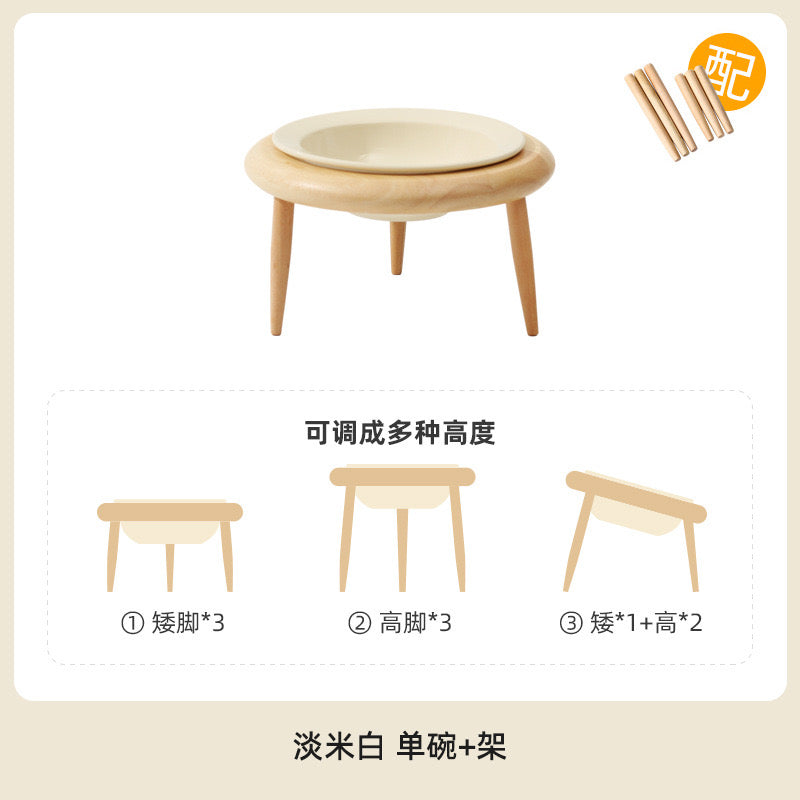 Wooden Triangular Stand Aircraft Pet Bowl