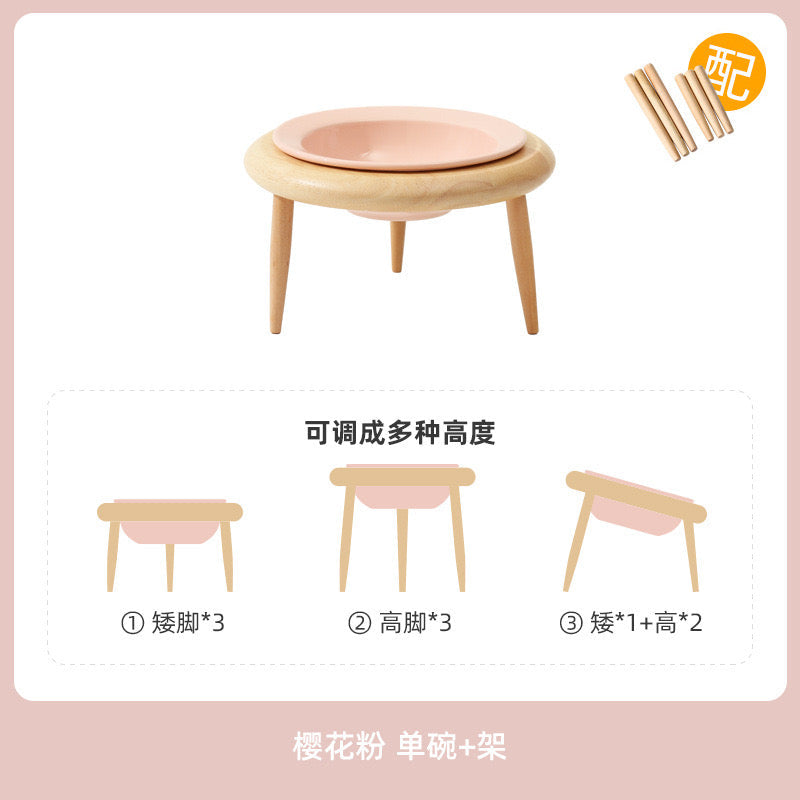 Wooden Triangular Stand Aircraft Pet Bowl