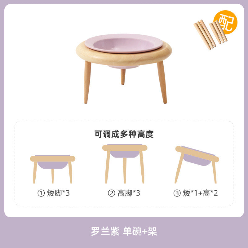 Wooden Triangular Stand Aircraft Pet Bowl
