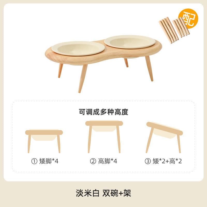 Wooden Triangular Stand Aircraft Pet Bowl Duo