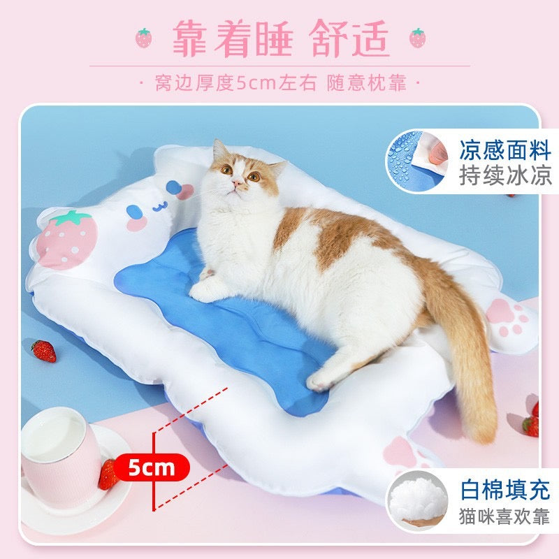 Rectangular Strawberry Cat Cooling Mat
