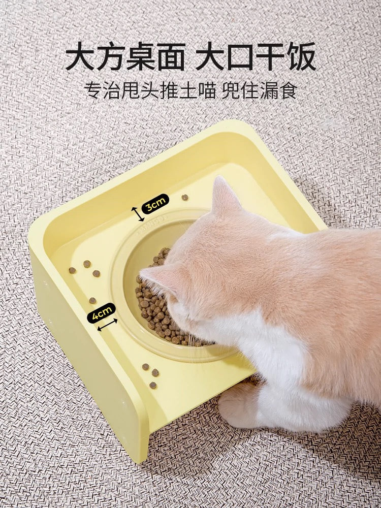 Mango Square Cat Bowl With Stand