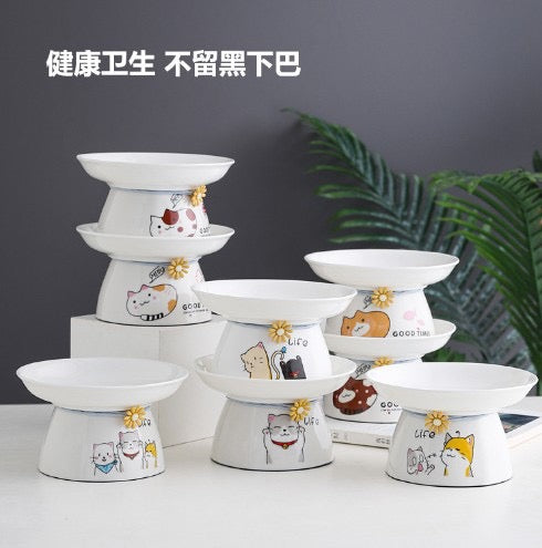 Cat Bowl with Daisy Tie
