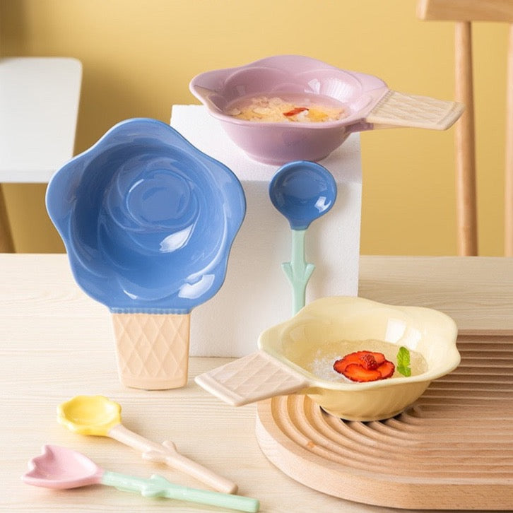 Flower Ice Cream Cat Bowl