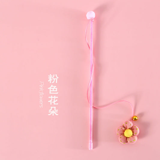 Cat Wand Toy Pink Flower