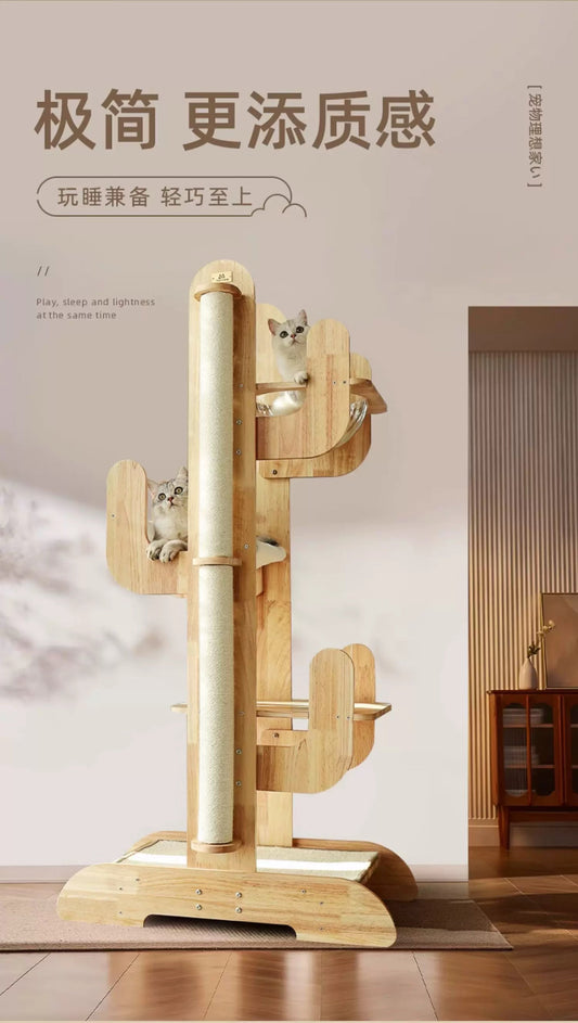 MIAOFAIRY Cactus-Shaped Solid Wood Cat Climbing Frame